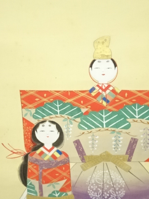 岡本更園(星野更園) 絹本肉筆画色紙 C193043＞ 童女と扇子図／大阪女流